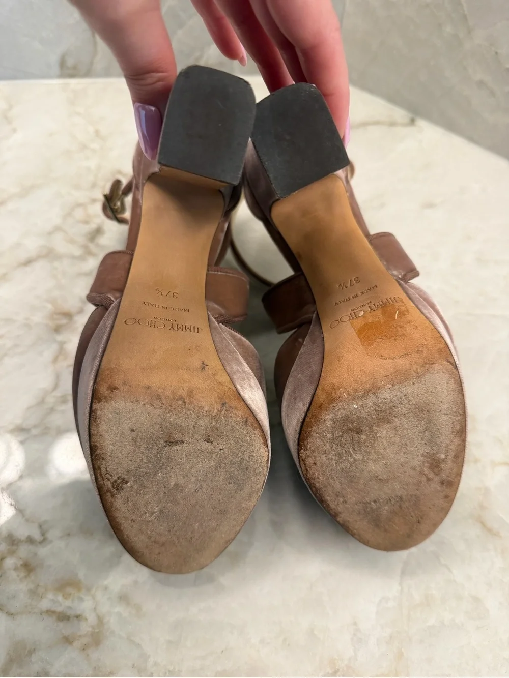 Jimmy Choo April Cross Mauve Pink Velvet Platform Sandal